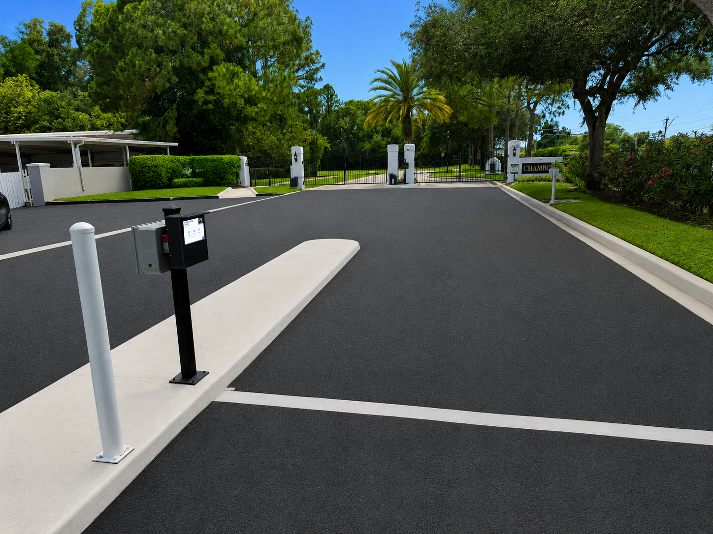 MyWatchtower kiosk installed at a gated community entry lane